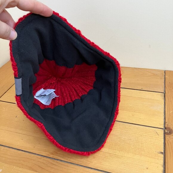 Columbia Knit Winter Beanie Hat Tuque Red with Lined Ear Flaps Adult Size - Picture 6 of 10